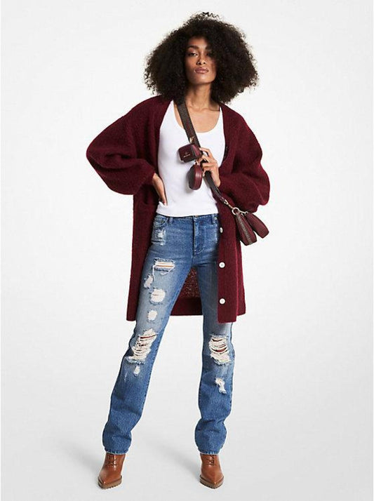 Textured Knit V-Neck Cardigan