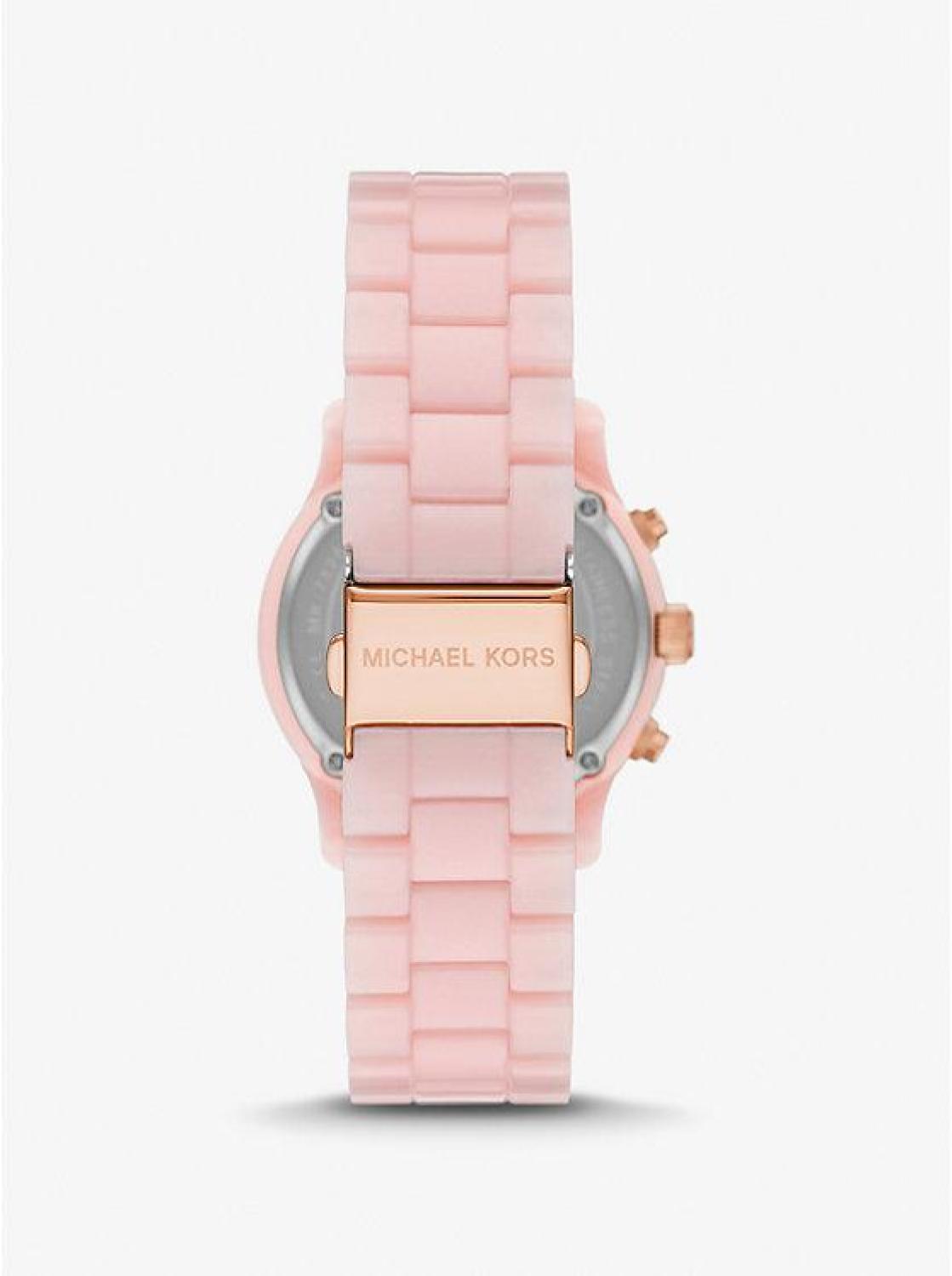 Runway Pavé Rose Gold-Tone and Blush Acetate Watch