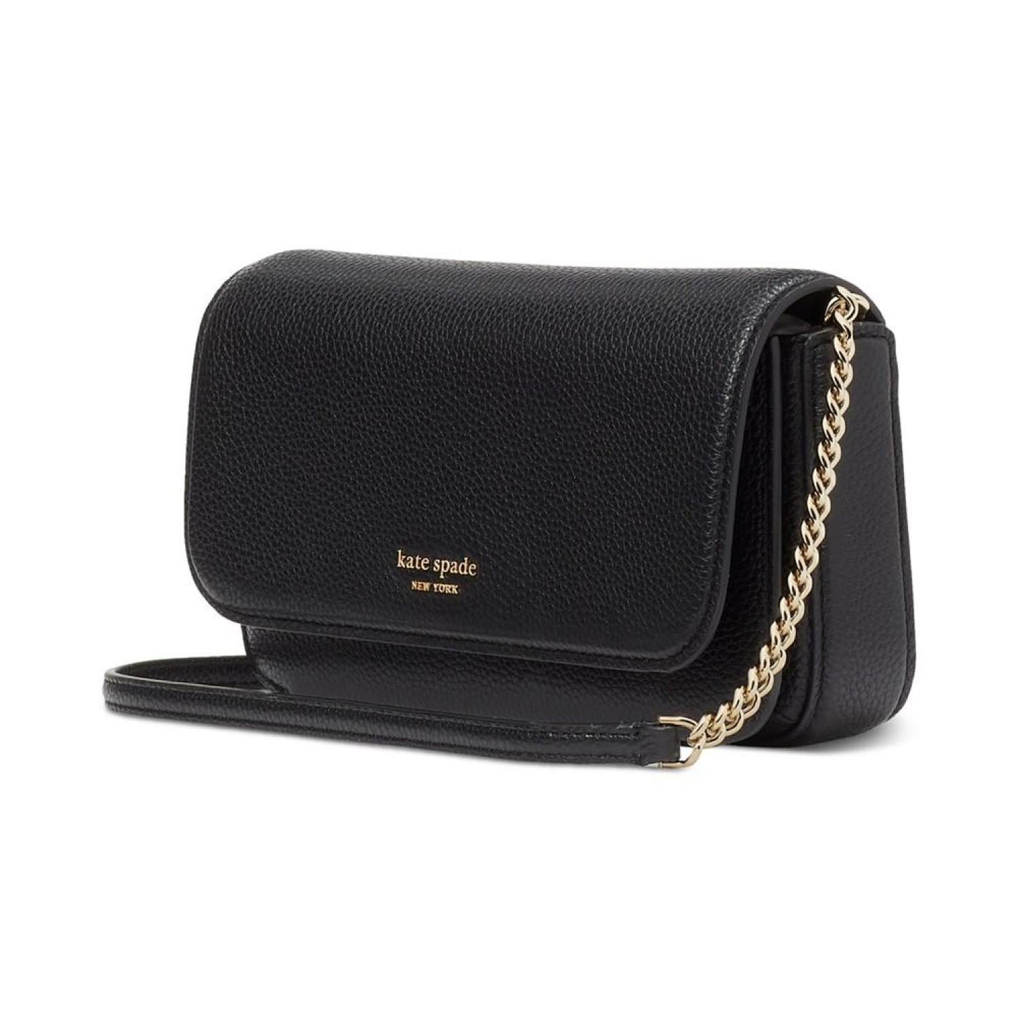 Ava Pebbled Leather Flap Chain Wallet