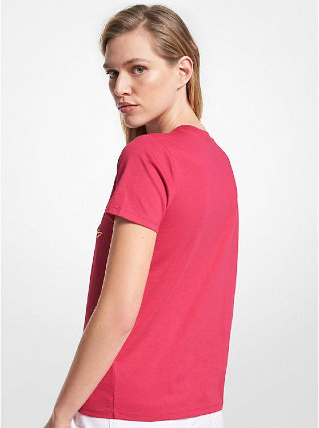 Metallic Logo Aviator Print Organic Cotton T-Shirt