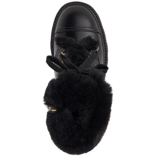 Merritt Winter Womens Leather Faux Fur Combat & Lace-up Boots