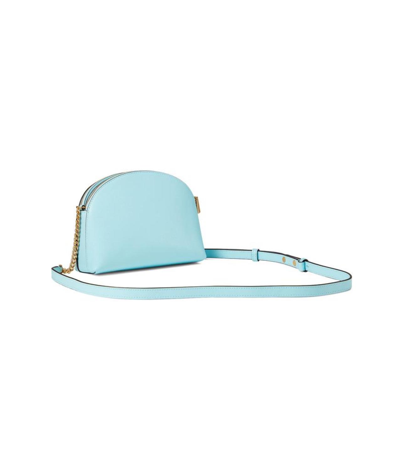 Morgan Saffiano Leather Double Zip Dome Crossbody