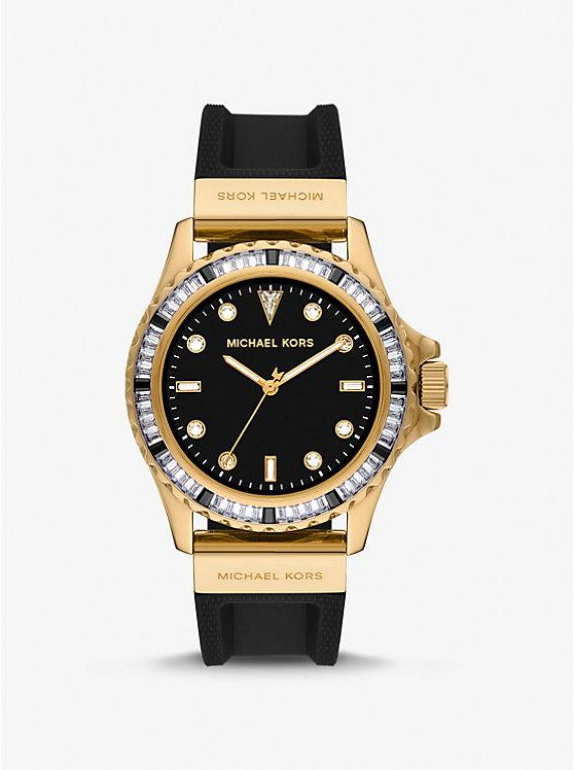 Oversized Everest Pavé Gold-Tone and Silicone Watch