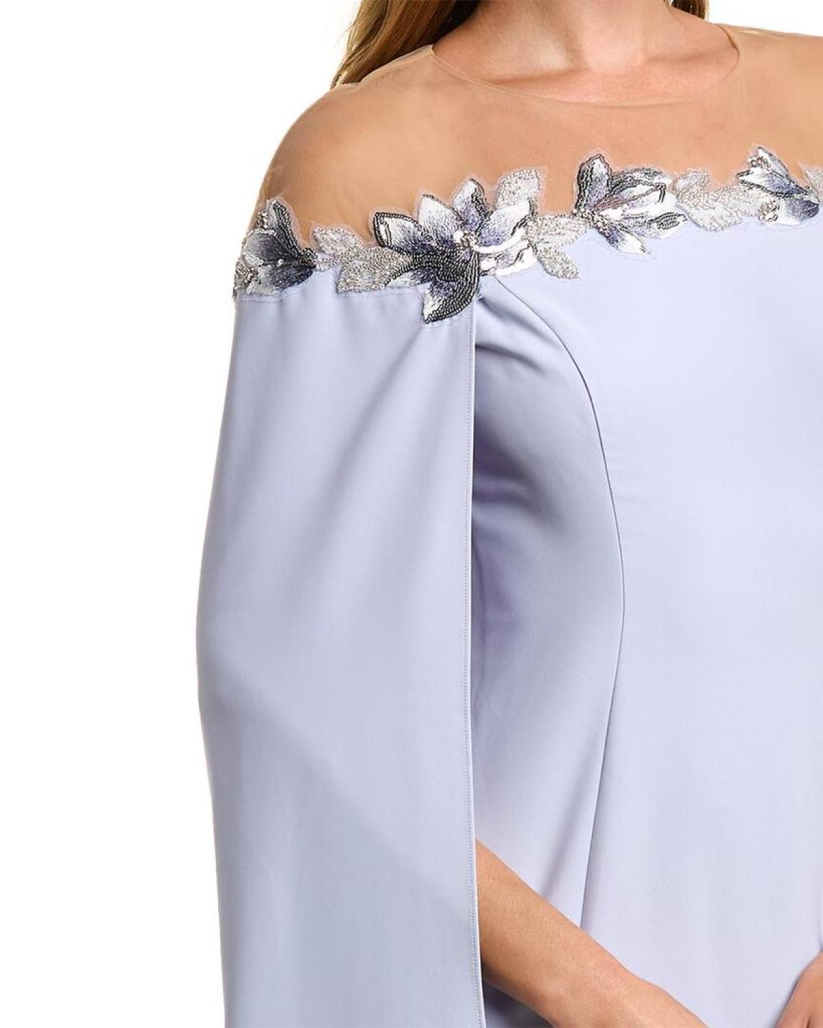 Marchesa Notte Tulle Illusion Cape Gown
