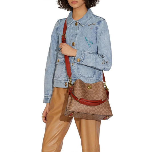 Signature Coated Canvas Willow Shoulder Bag with Convertible Straps