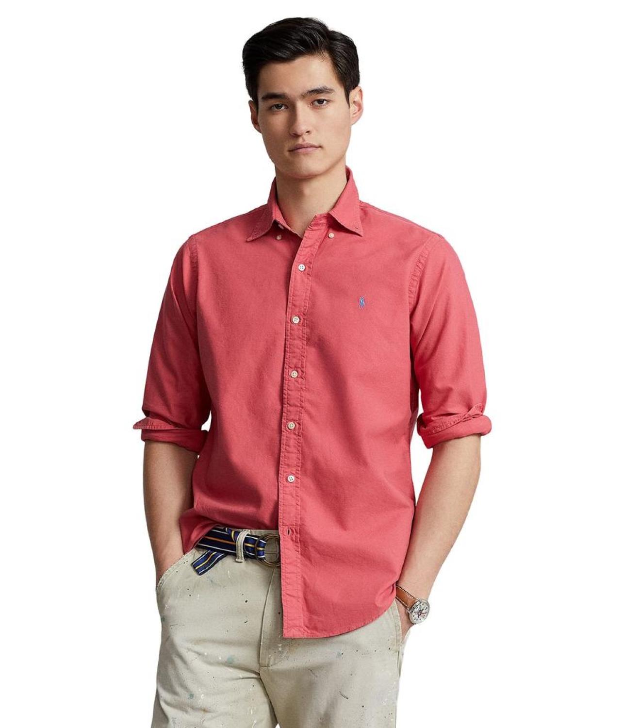 Classic Fit Long Sleeve Garment Dyed Oxford Shirt