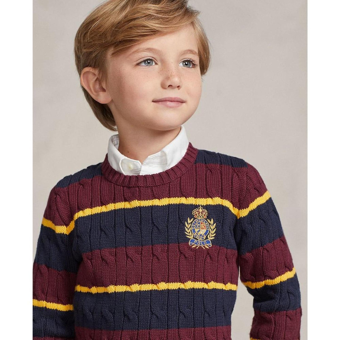 Toddler and Little Boys Polo Crest Striped Cotton Sweater