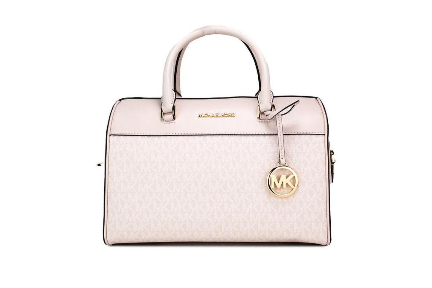 Michael Kors Travel Medium Powder Blush Signature PVC Duffle Crossbody Women's Bag