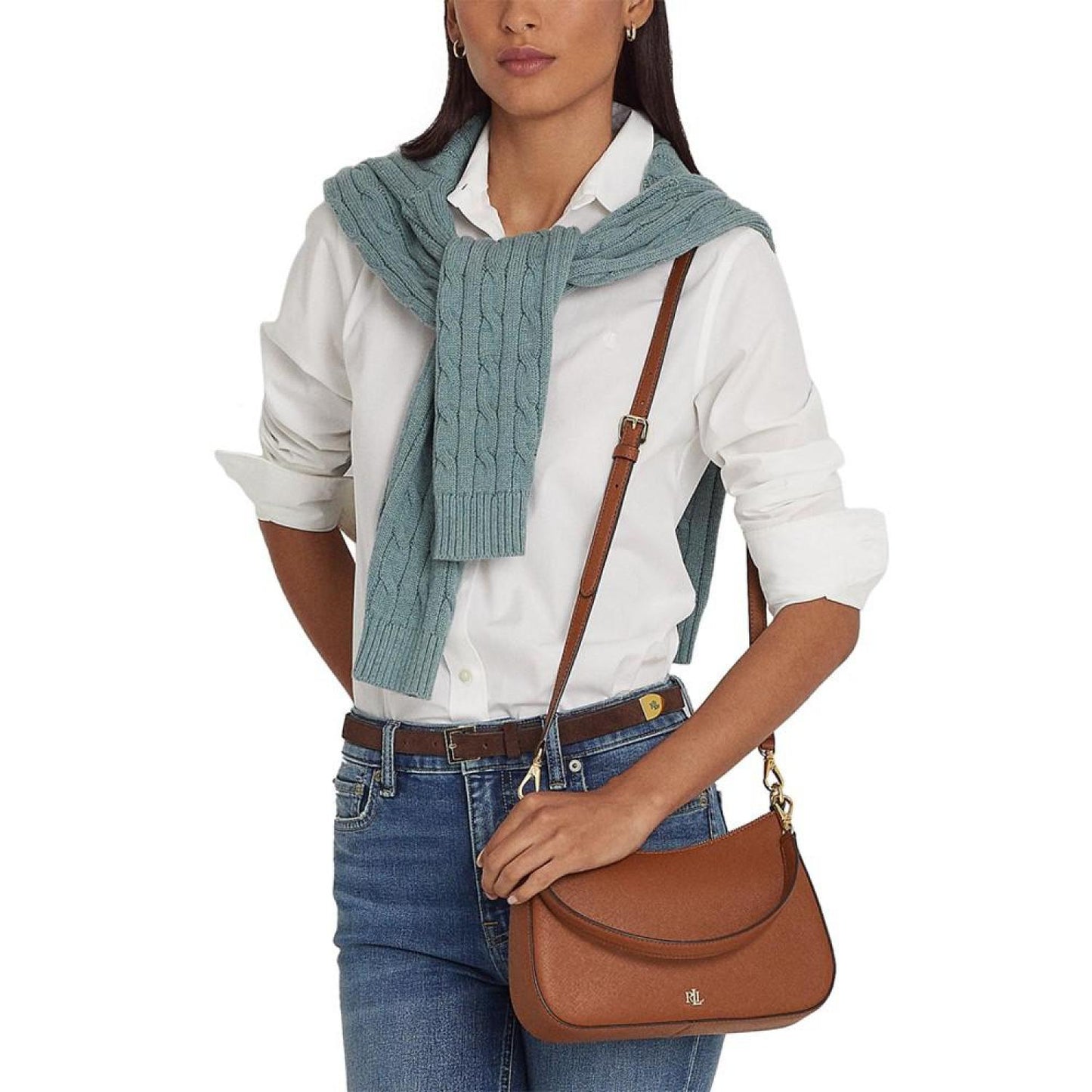 Crosshatch Leather Medium Danni Shoulder Bag