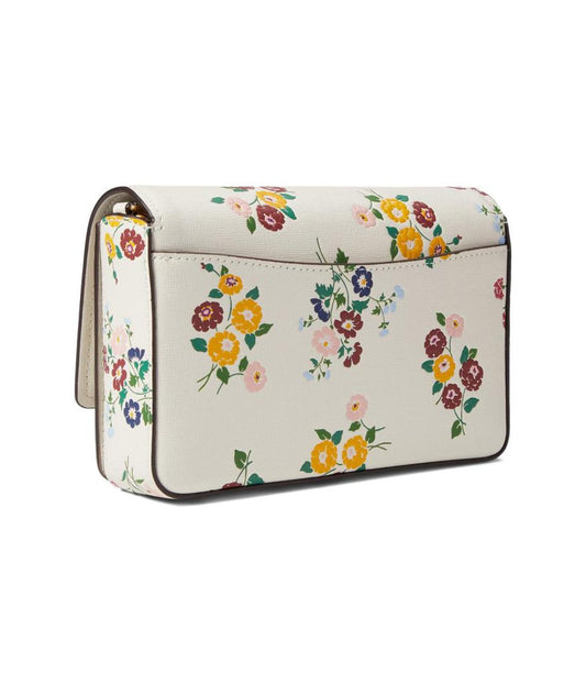 Morgan Bouquet Toss Embossed Saffiano Leather Flap Chain Wallet