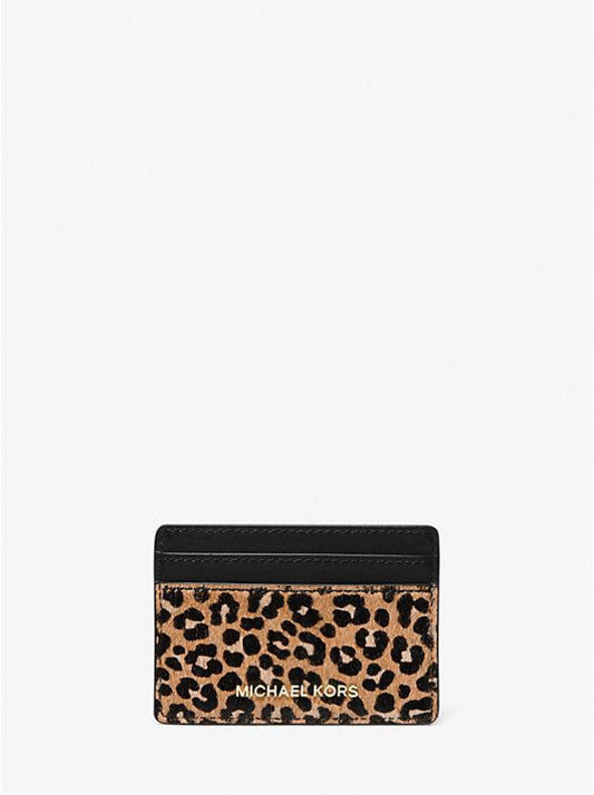 Jet Set Small Leopard Print Calf Hair Card Case