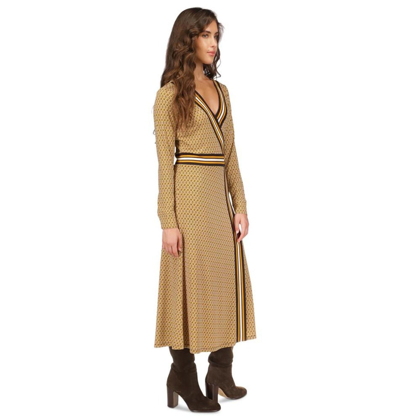 Women's Faux-Wrap Border-Print Dress, Regular & Petite