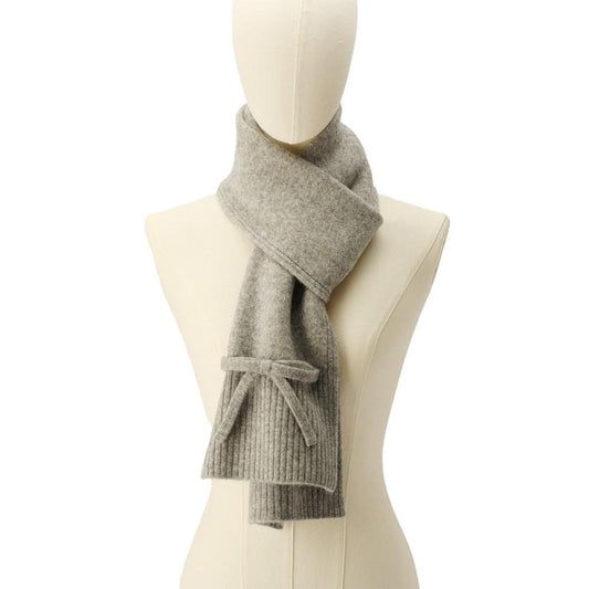 Women's Bow Ribbed-Trim Knit Scarf