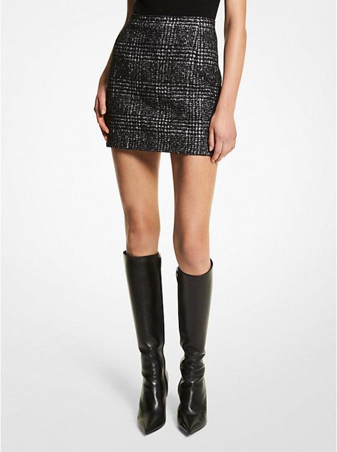 Glen Plaid Wool Blend Mini Skirt
