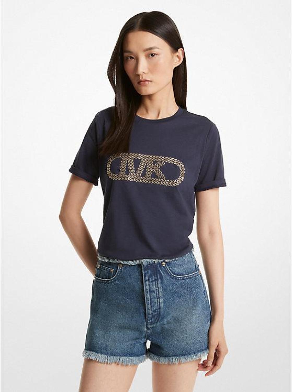 Grommeted Empire Logo Organic Cotton T-Shirt