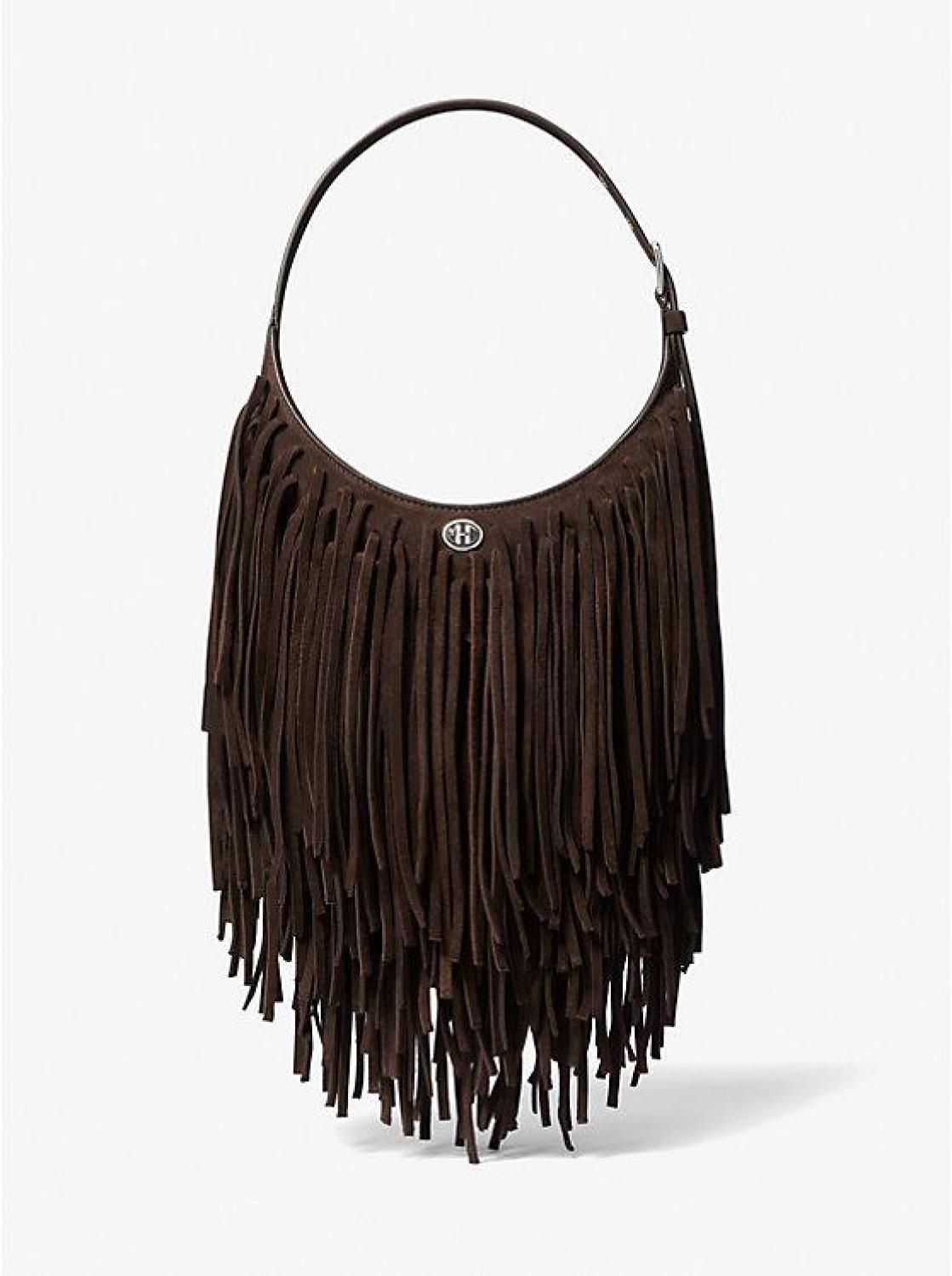 Dyan Small Fringed Suede Shoulder Bag
