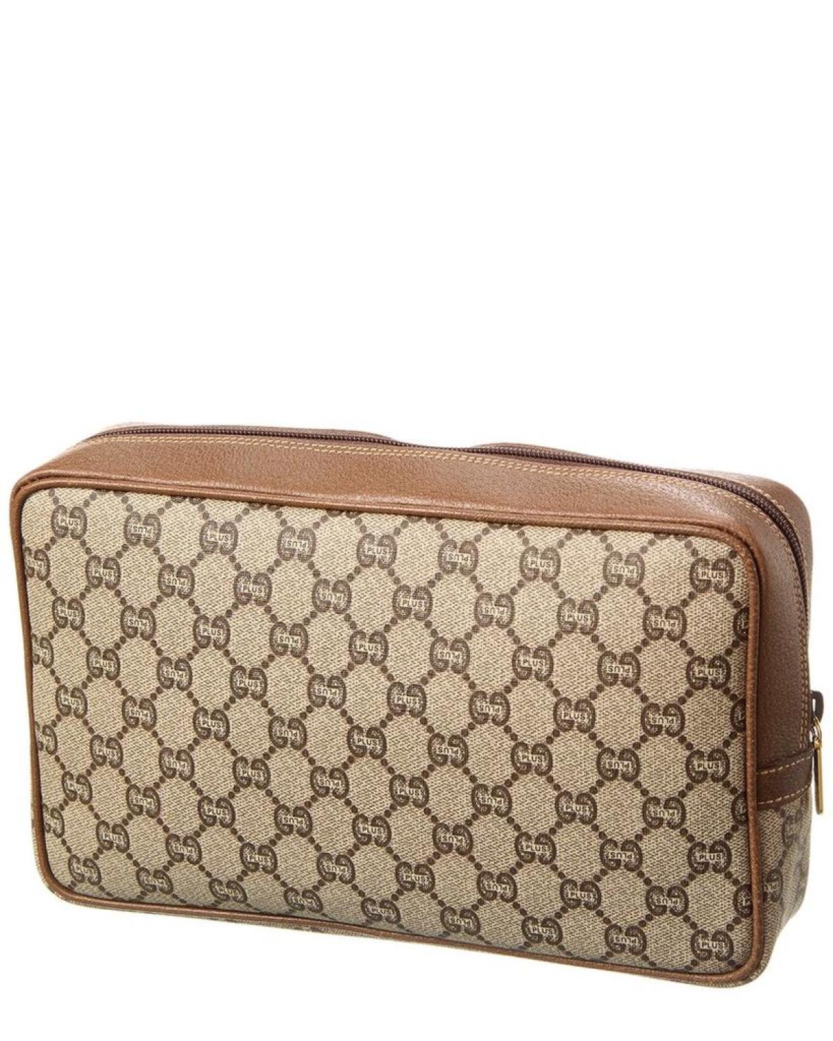 Gucci Brown GG Supreme Canvas Plus Pouch (Authentic Pre-Owned)