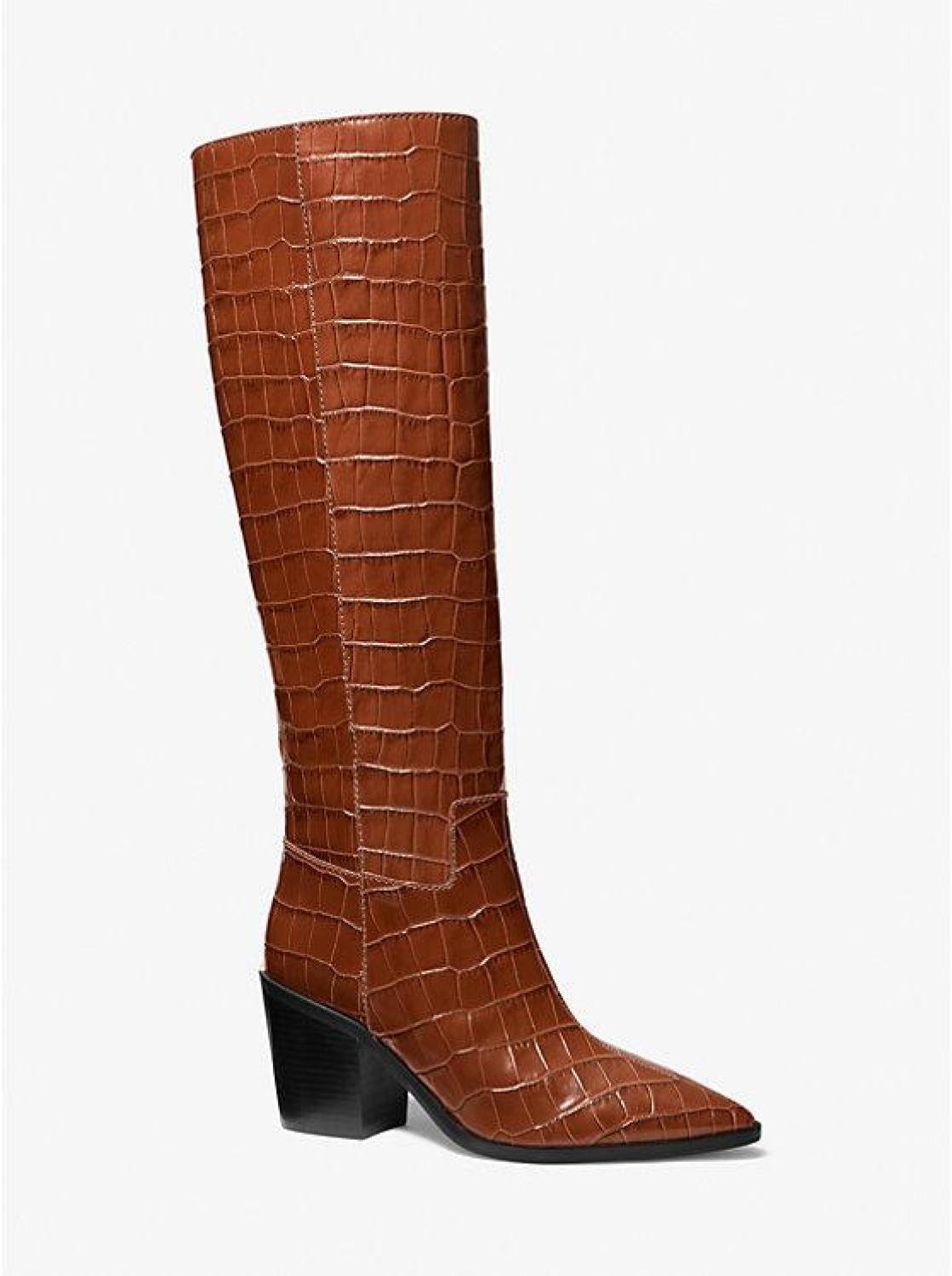 Loni Crocodile Embossed Leather Boot