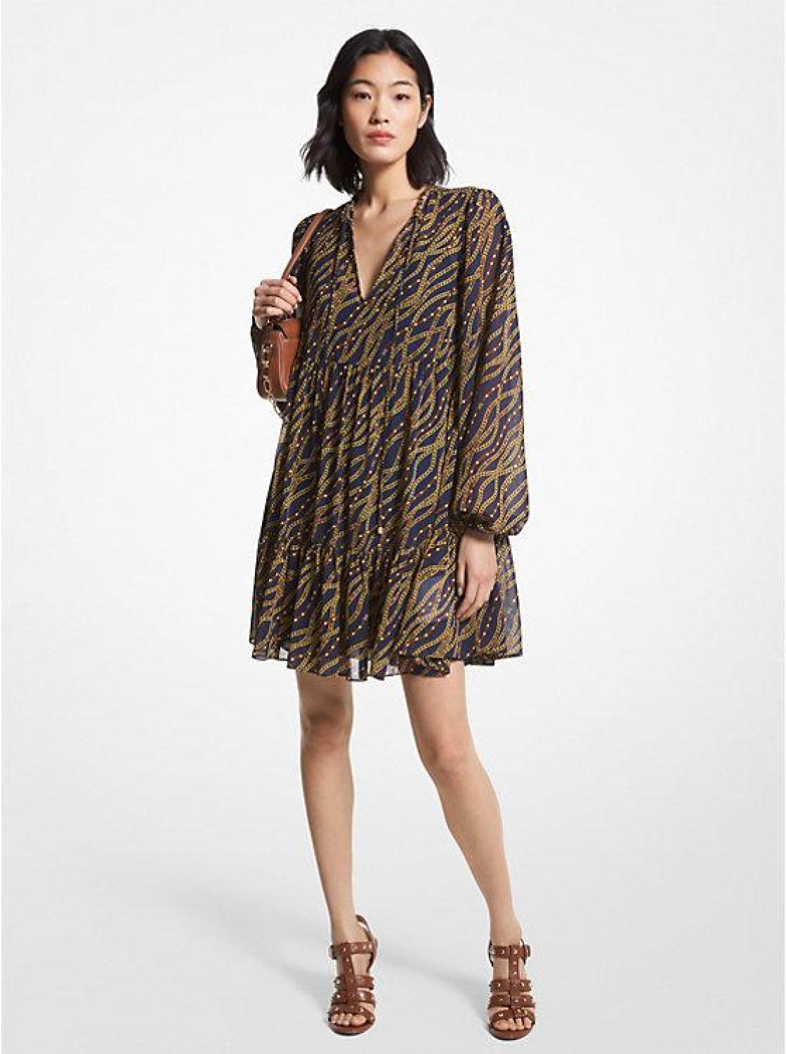 Status Print Georgette Babydoll Dress
