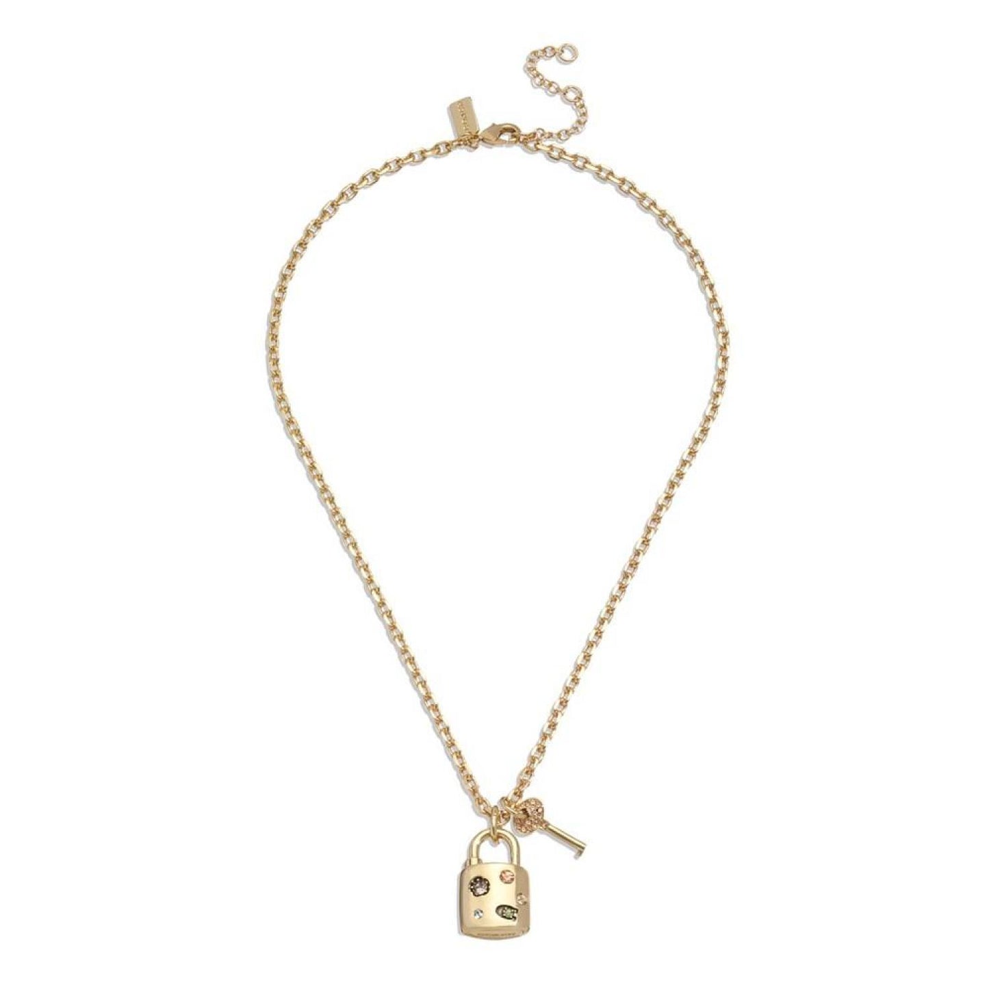 Faux Stone Signature Sculpted C Gem Padlock Pendant Necklace
