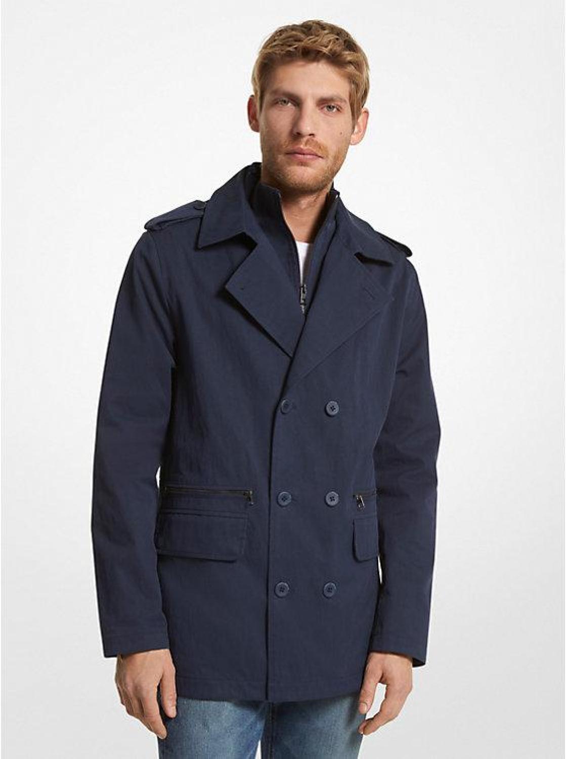 Cotton Blend Twill Peacoat