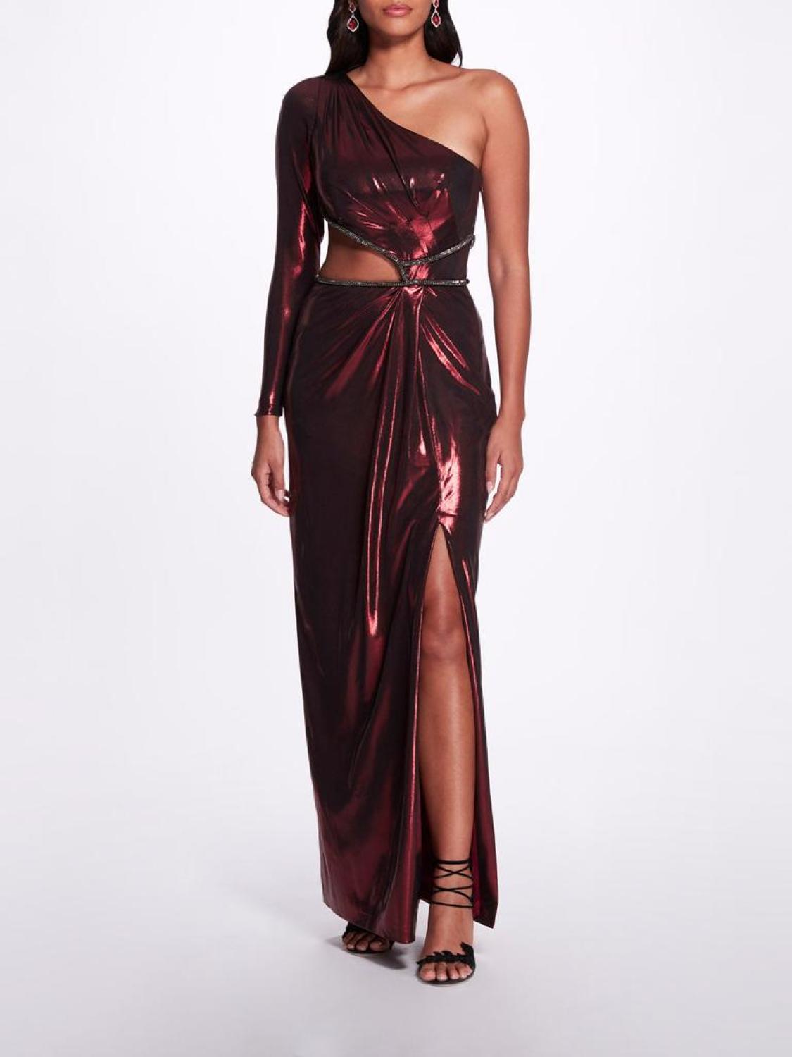 Side Cut-out Metallic Gown