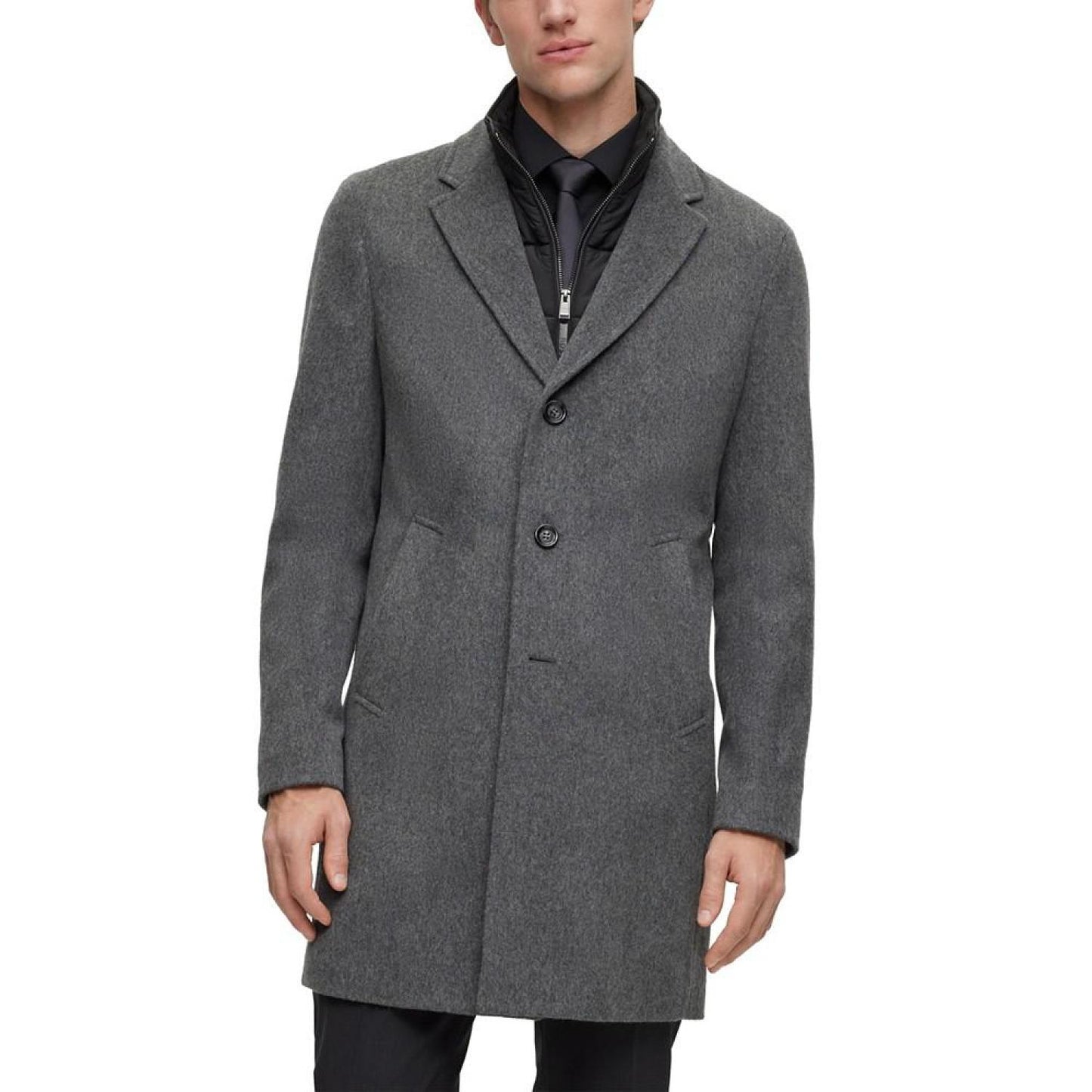 Men's Wool-Blend Zip-Up Coat