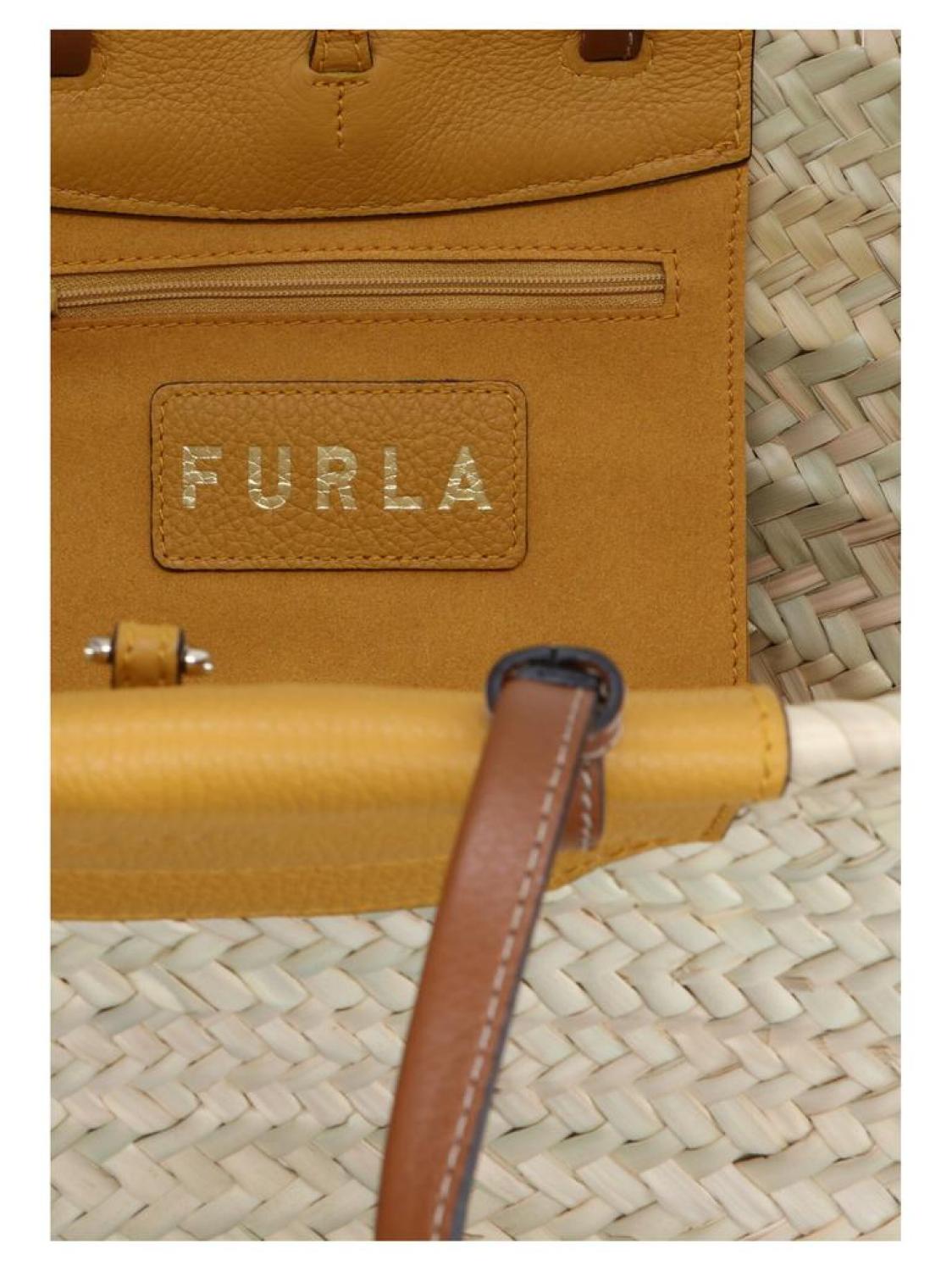 Furla Woven Logo Embossed Tote Bag