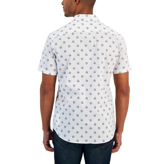 Men's Modern-Fit Stretch Floral Sketch-Print Button-Down Shirt