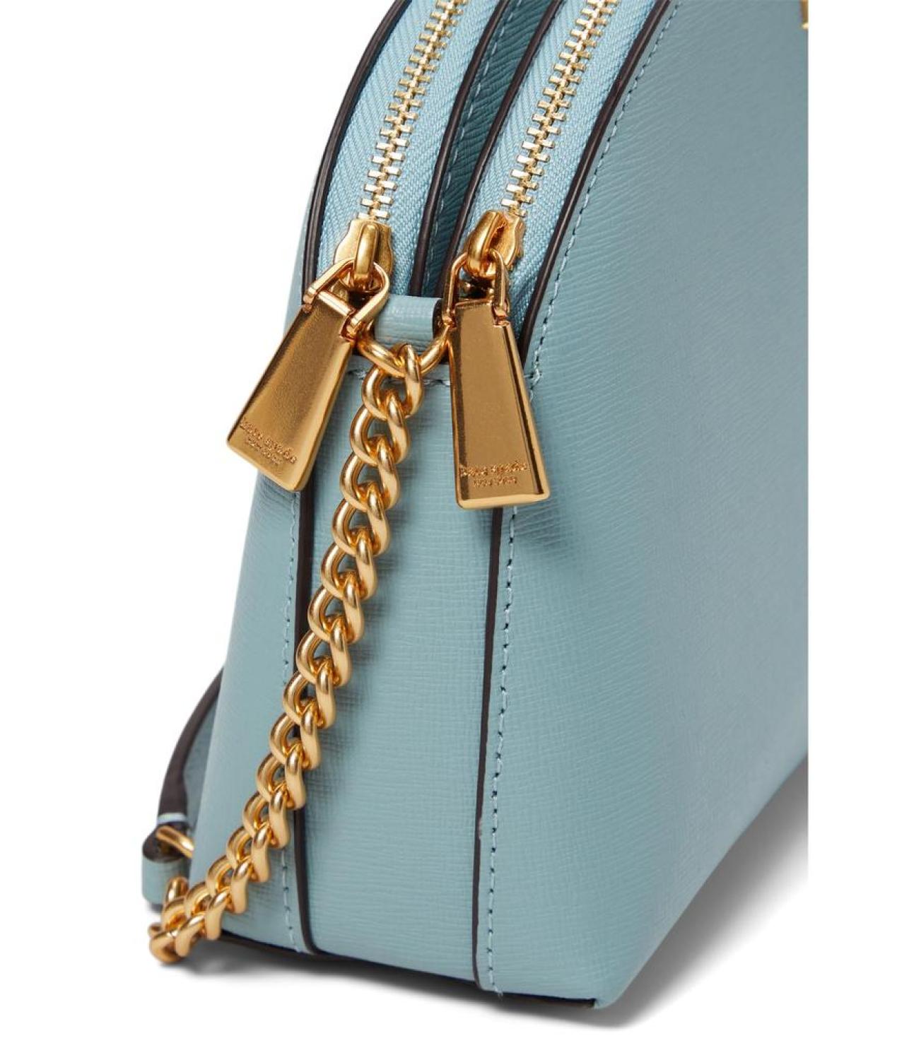 Morgan Saffiano Leather Double Zip Dome Crossbody