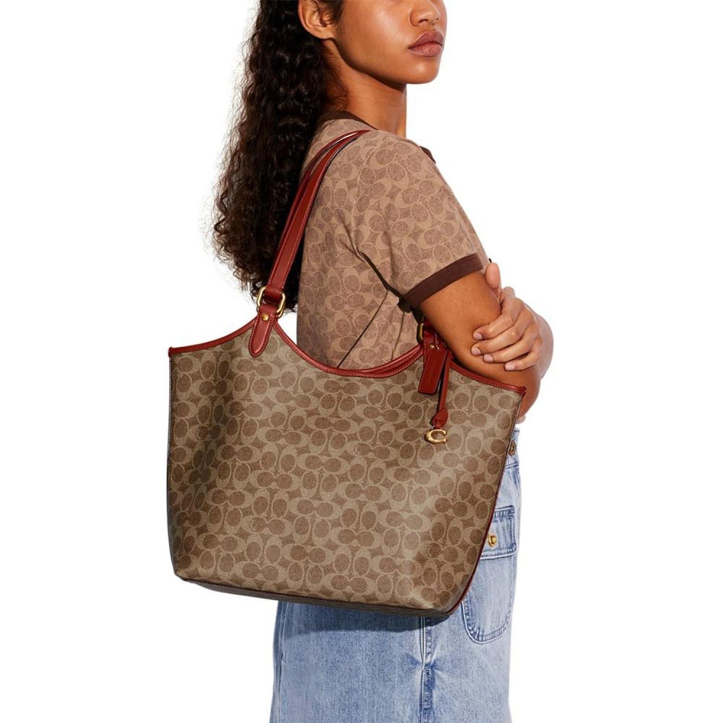 Signature Coated Canvas Day Tote with Removable Pouch