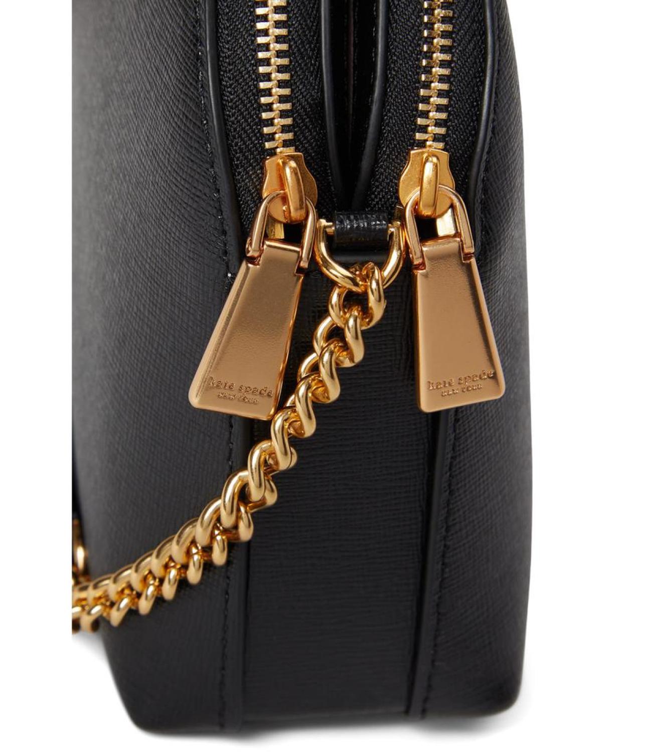 Morgan Saffiano Leather Double Zip Dome Crossbody