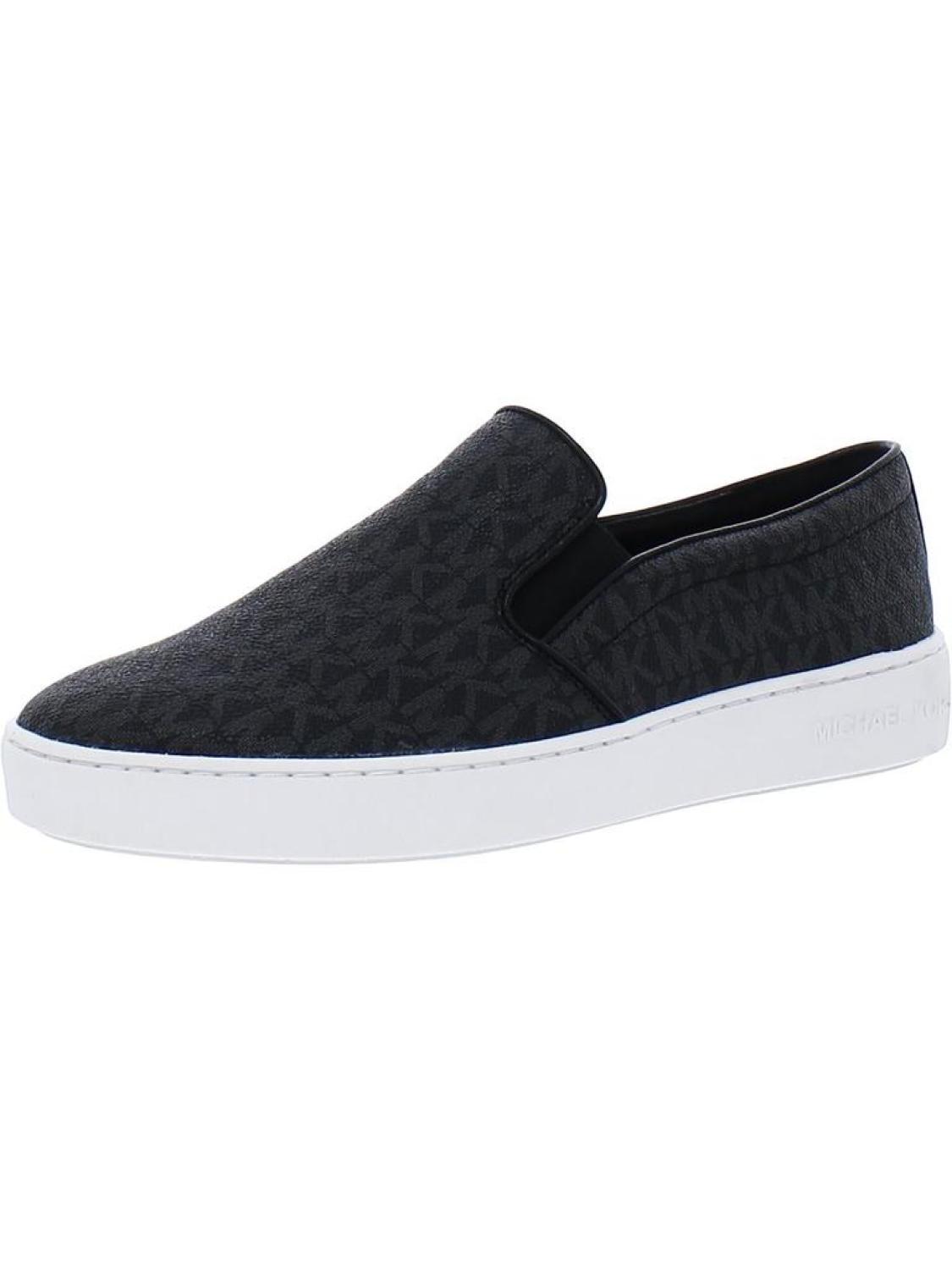 Womens Faux Leather Embossed Slip-On Sneakers
