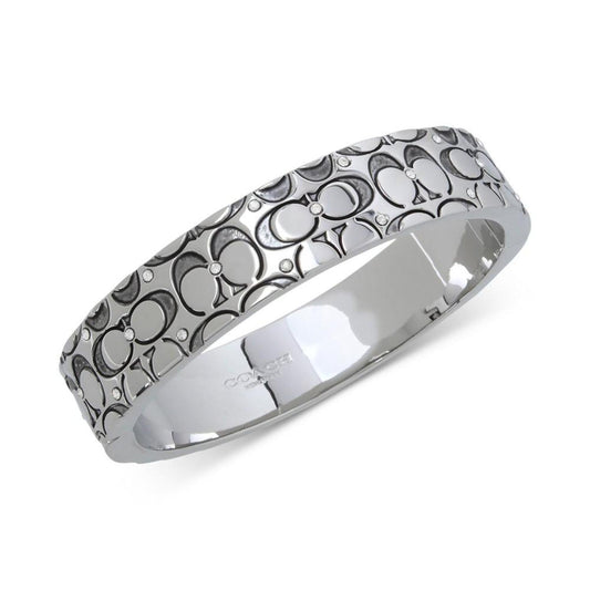 Silver-Tone Crystal Quilted C Bangle Bracelet