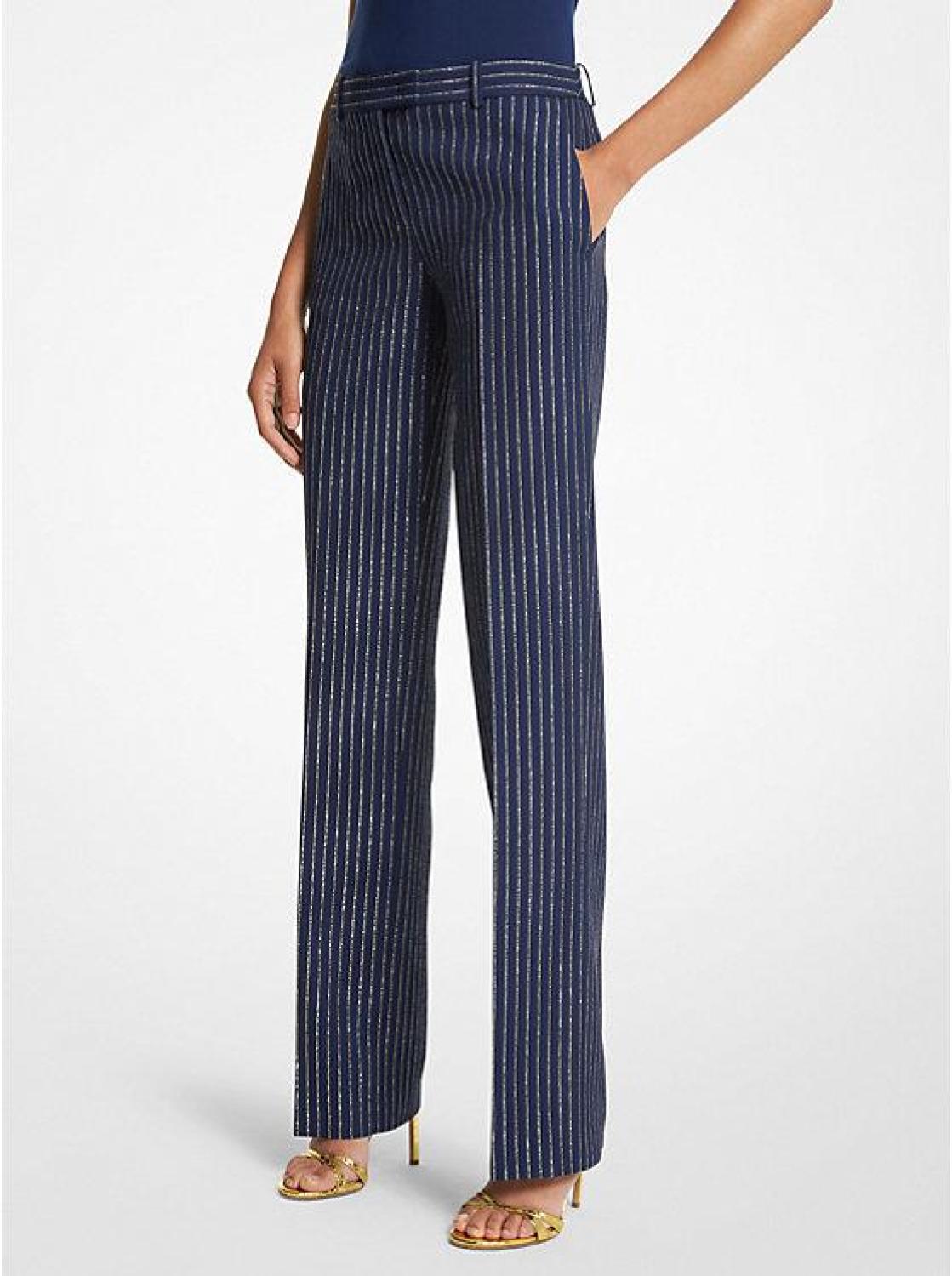 Carolyn Metallic Pinstripe Double Crepe Sablé Trousers
