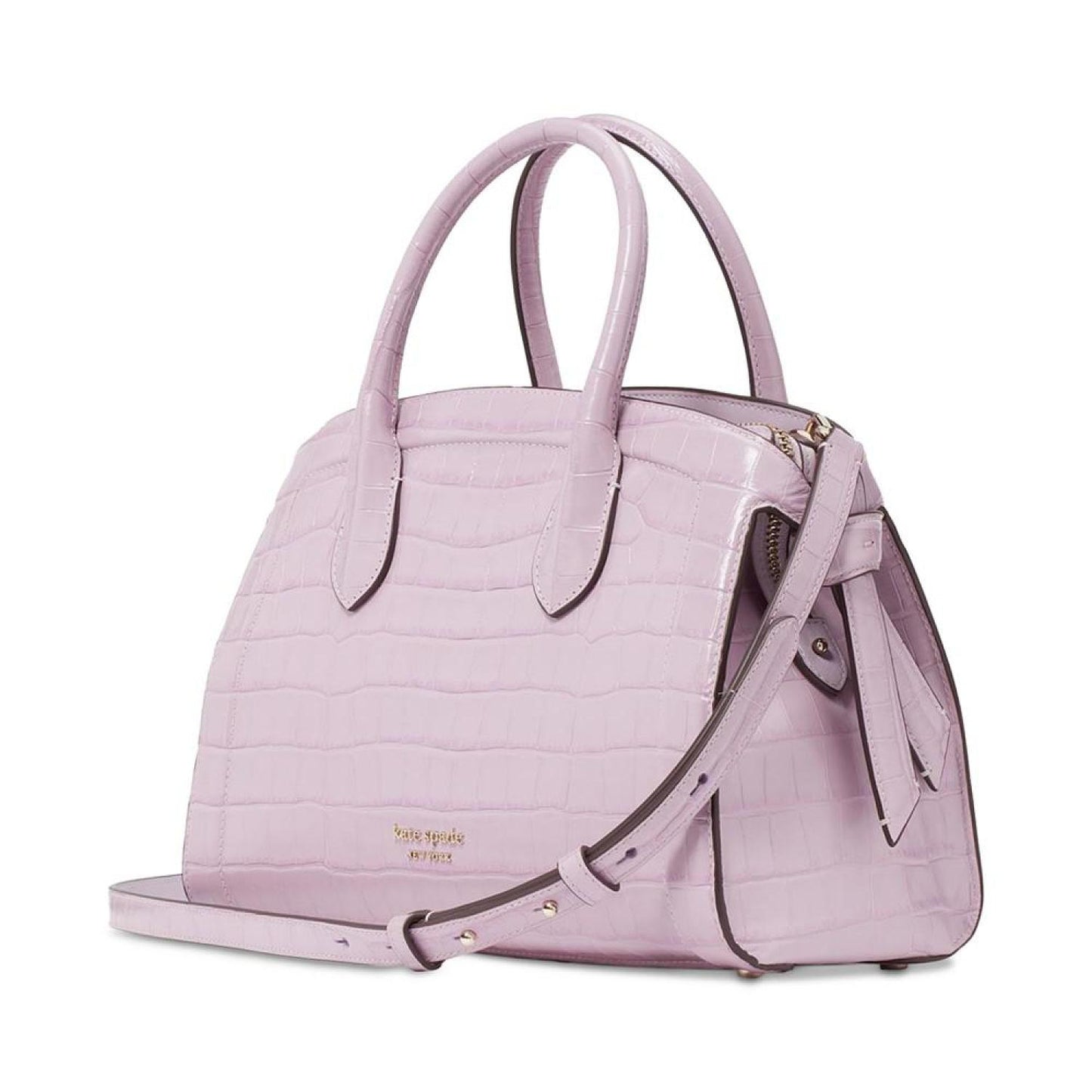 Knott Croc Embossed Leather Medium Zip Top Satchel