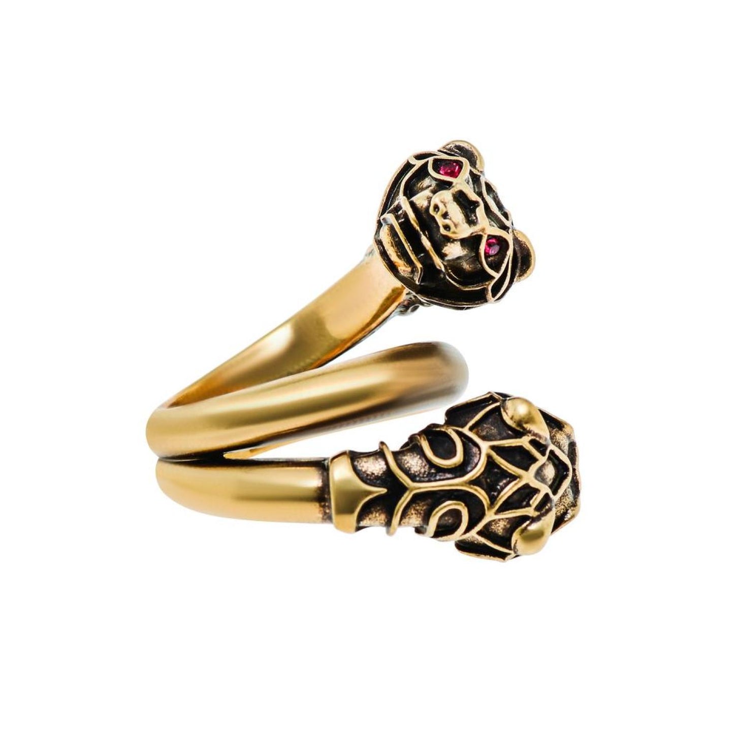 Gucci Gold-Toned Brass, Crystal Tiger Head Statement Ring YBC398971002013