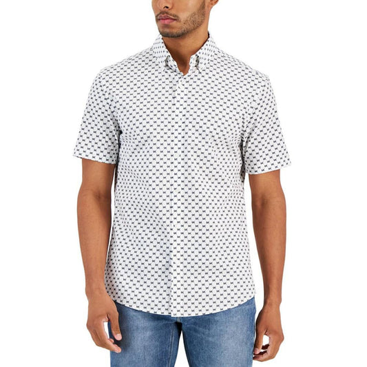 Men's Slim-Fit Stretch Logo-Print Shirt