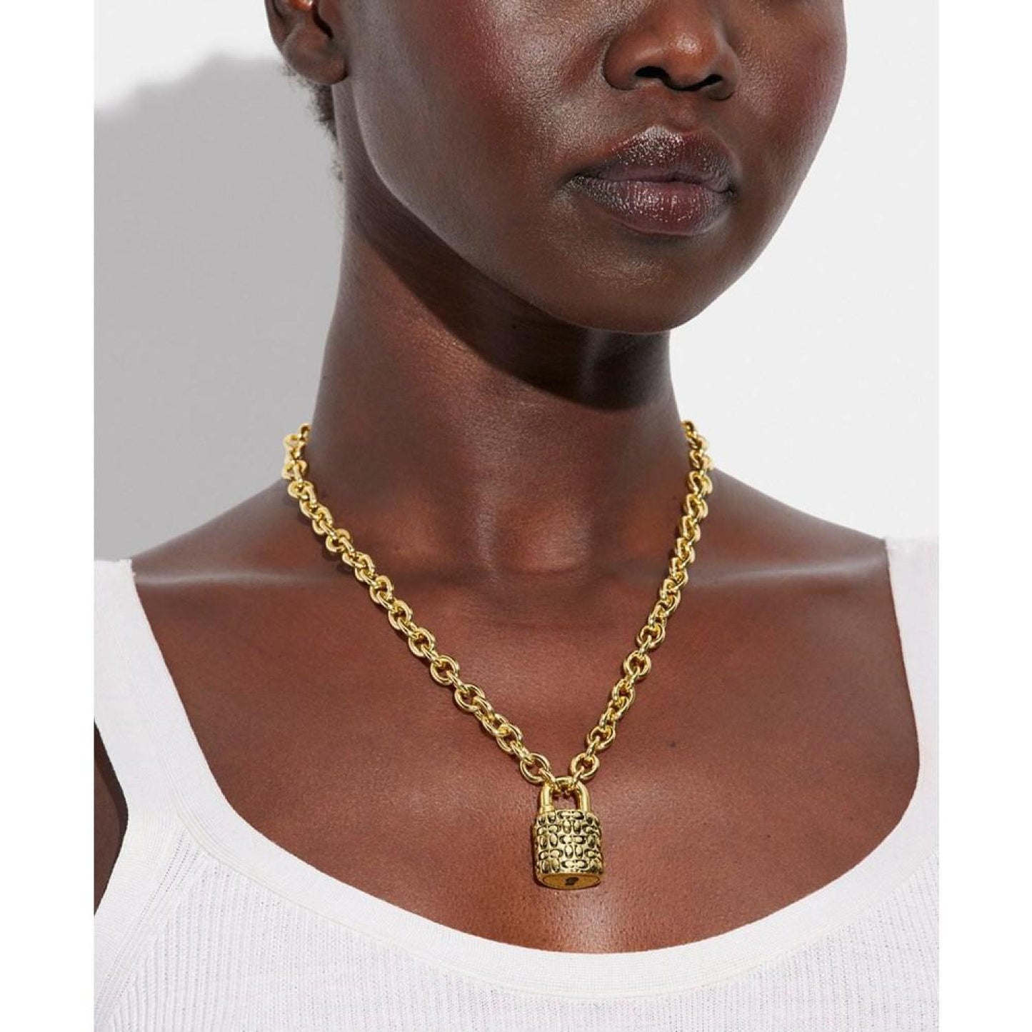 Quilted Padlock Necklace