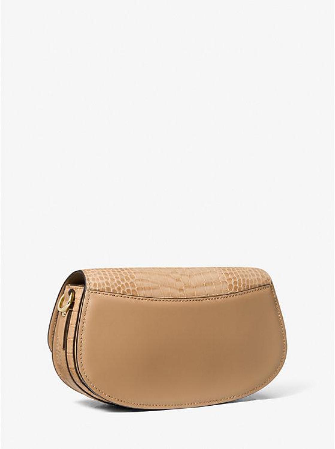 Mila Medium Crocodile Embossed Leather Messenger Bag