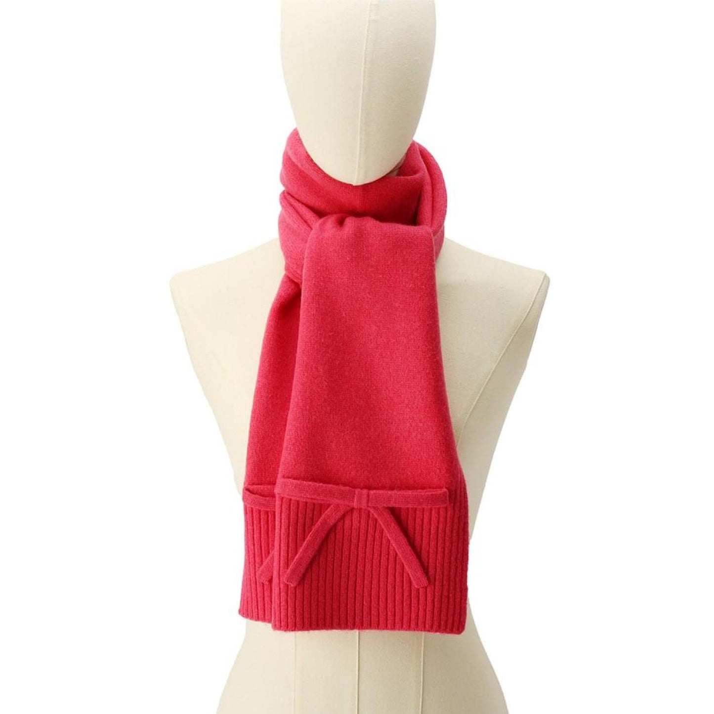 Women's Bow Ribbed-Trim Knit Scarf