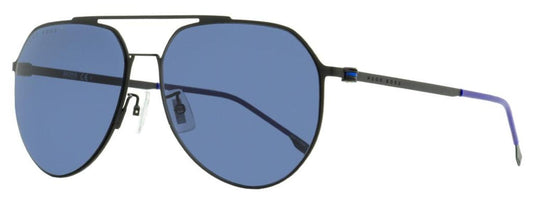 Hugo Boss Men's Pilot Sunglasses B1404FSK 003KU Matte Black/Blue 61mm