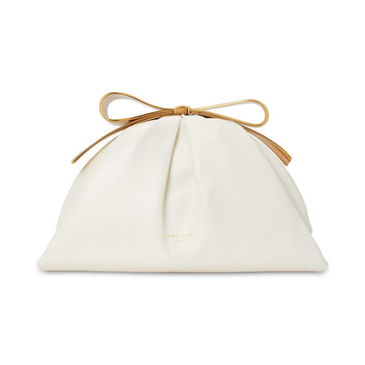 Medium Bridal Pearlized Leather Bow Frame Clutch