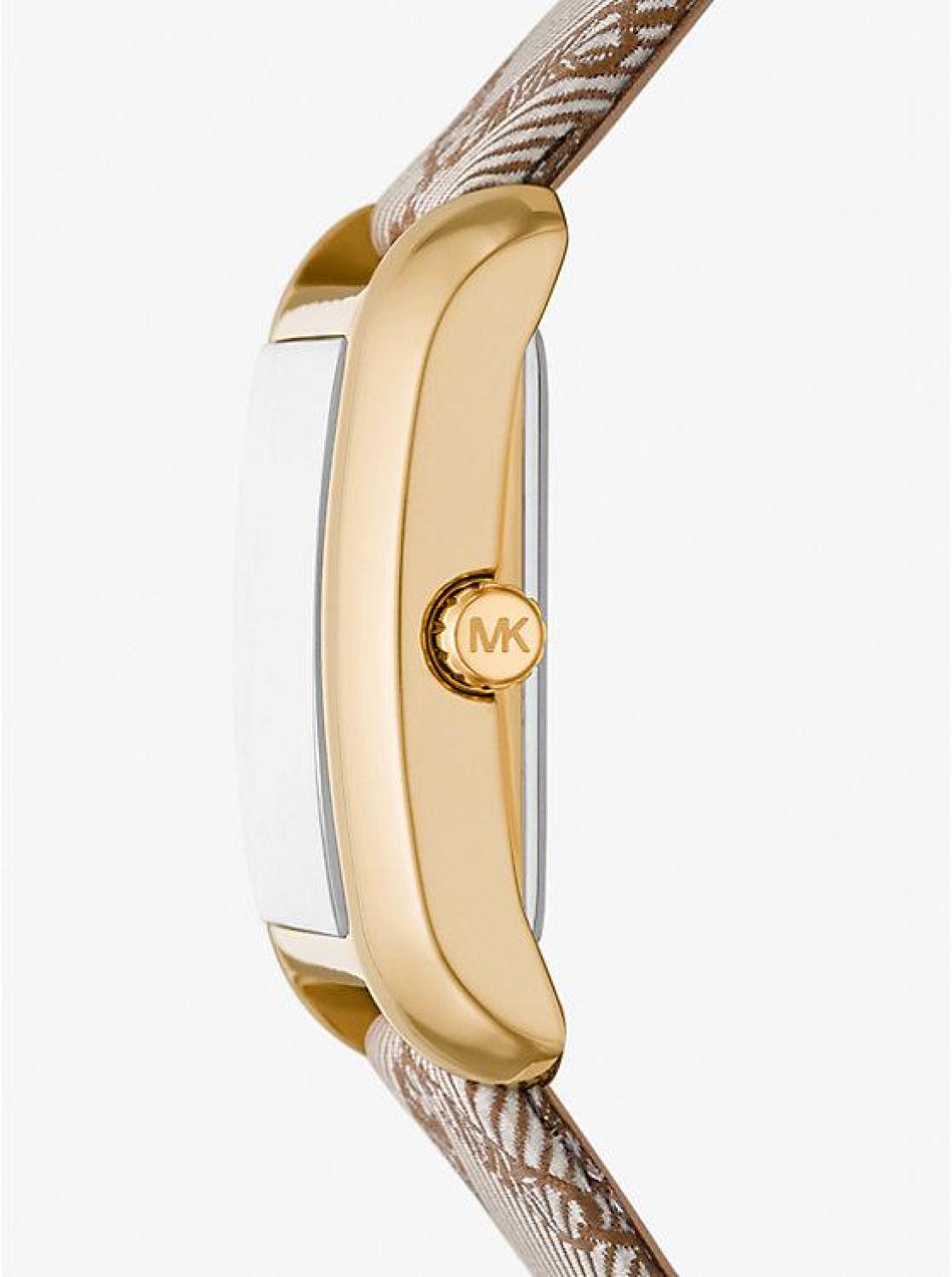Mini Emery Gold-Tone and Empire Logo Jacquard Watch