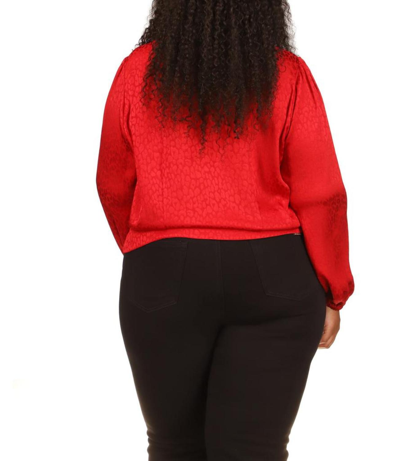 Plus Size Animal Jacquard Crop Tie Top