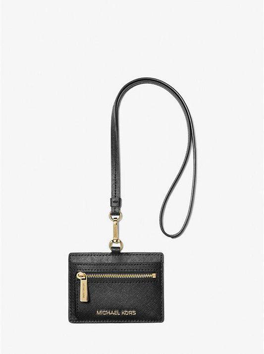 Jet Set Travel Saffiano Leather Card Case Lanyard