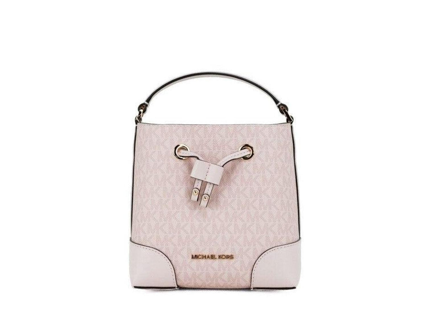 Michael Kors Mercer Small Powder Blush PVC Bucket Crossbody Handbag Purse Women's pink