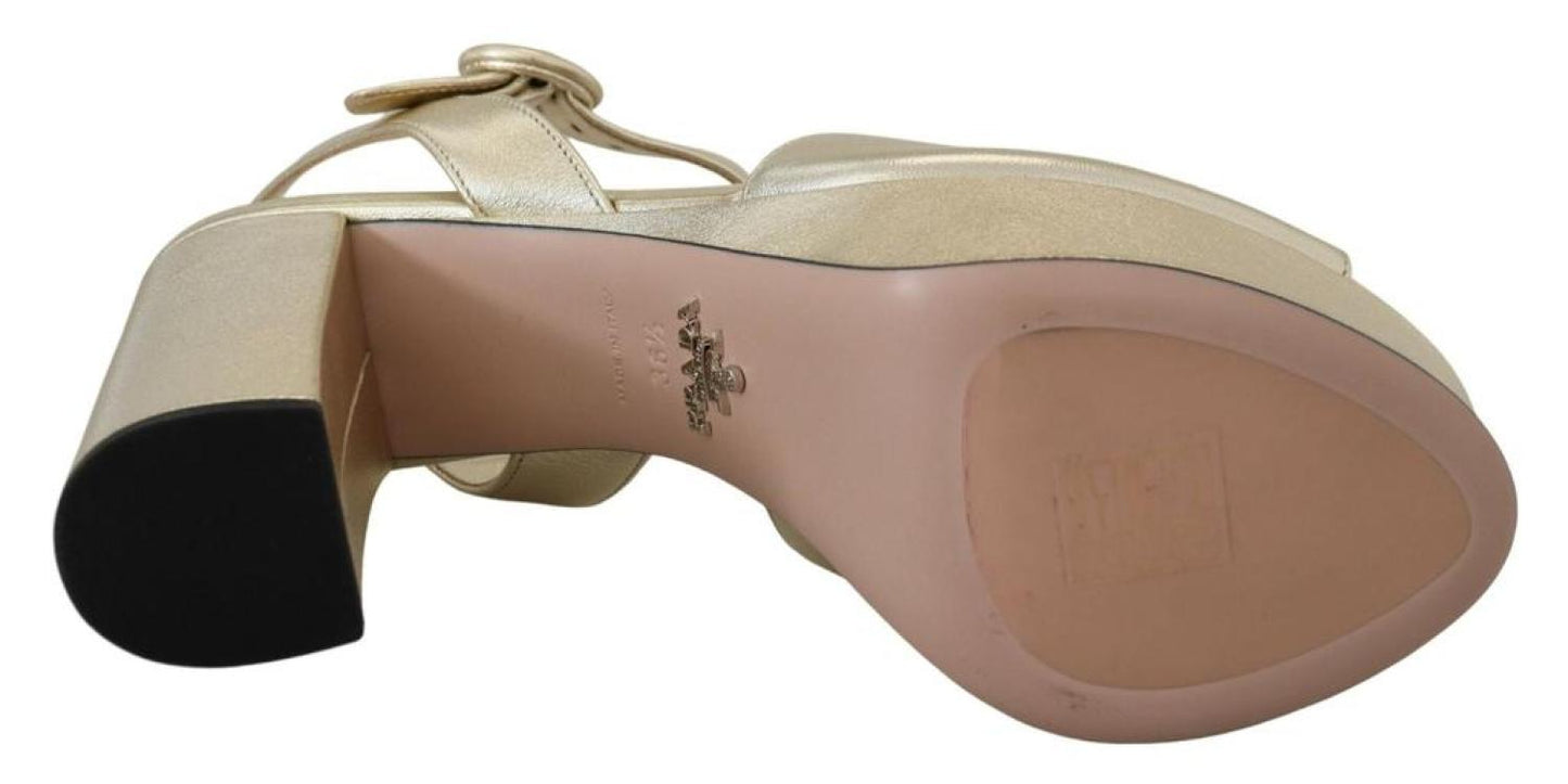 Prada Nappa Leather Sandals Ankle Strap Heels Women's Shoes