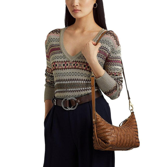 Kassie Woven Leather Medium Shoulder Bag
