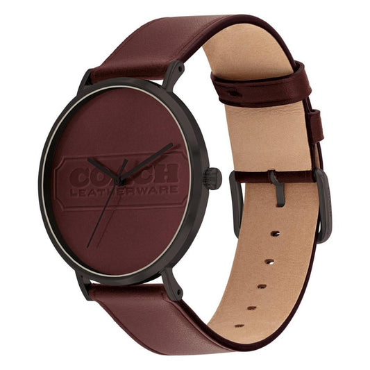 Men's Charles Bordeaux Leather Strap Watch, 41mm